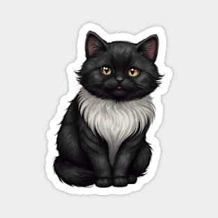 fluffy black cat Magnet