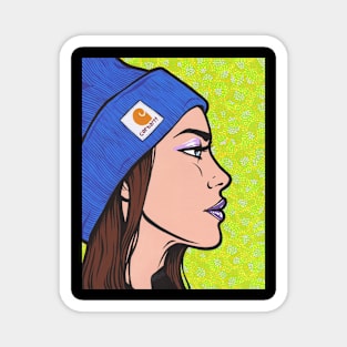 Blue Knit Comic Girl Magnet