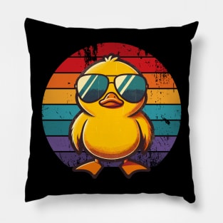 Cool Retro Yellow Duck in Sunglasses 70s 80s 90s Funny Duck Pillow