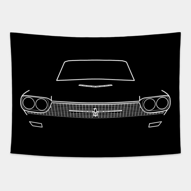 1966 Ford Thunderbird classic car outline graphic (white) Tapestry by soitwouldseem