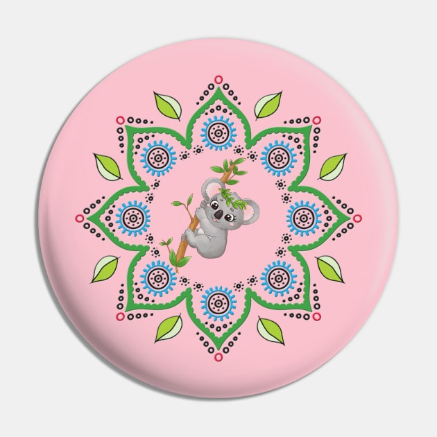 Koala bear on a tree in mandala geometric print Pin by 100meaninglove100