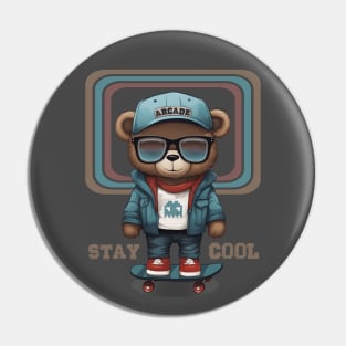 skater teddy bear (stay cool) Pin