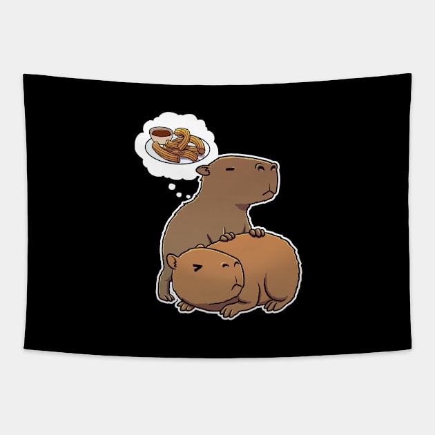 Capybara hungry for Churros Tapestry by capydays