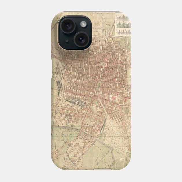 Vintage Map of Mexico City (1907) Phone Case by Bravuramedia