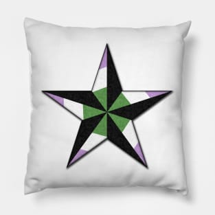 Genderqueer Pride Flag Colored Nautical Star Pillow