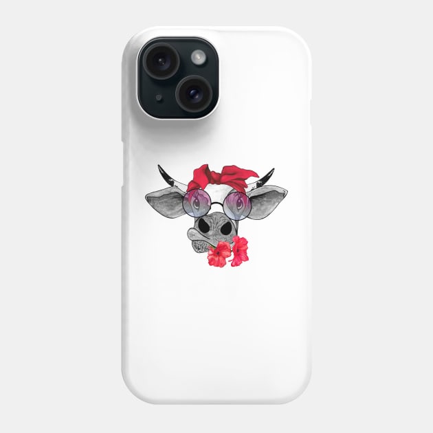 Heifer with Flowers Phone Case by Designs by Ira