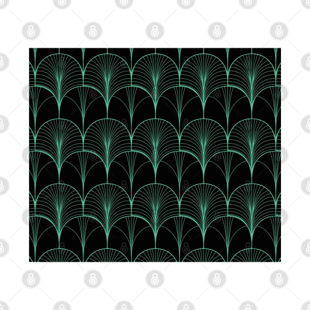 Teal Art Deco Fan Pattern by thesnowwhyte