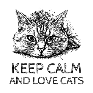 Adorable Cute Cat - Keep Calm And Love Cats For White Or Light Backgrounds T-Shirt