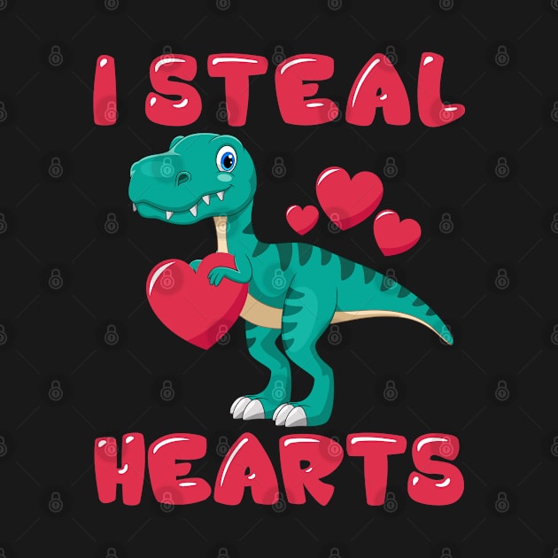 Kids Valentines Day I Steal Hearts Trex Lovers by medrik