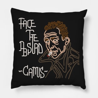 STYLIZED LINE ART CAMUS - FACE THE ABSURD - neutral Pillow