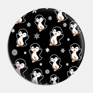 Cute Penguins and Snowflakes Pin