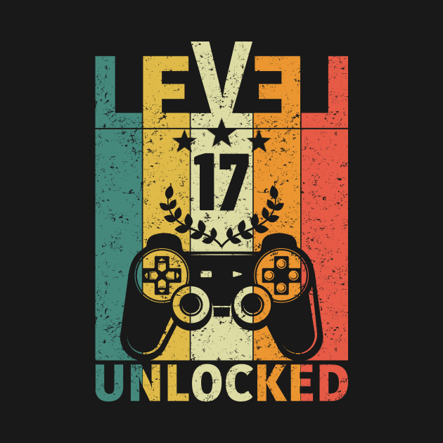 Level 17 Unlocked Funny Video Gamer 17th Birthday Gift by nadjahcom