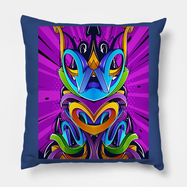 Graffiti Sprayer Spraying Art Pillow by flofin