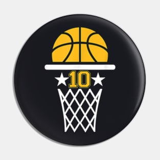 10 Years Old Boy 10th Birthday Basketball Theme Pin