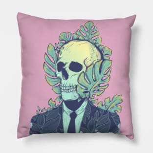 Botanical skull man Edit Pillow