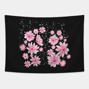 Cherry Blossoms In Snow_Pink Background Tapestry