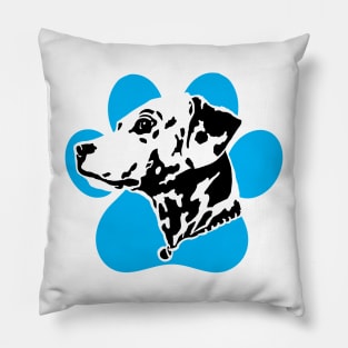 Dalmatian Blue Paw Art Pillow