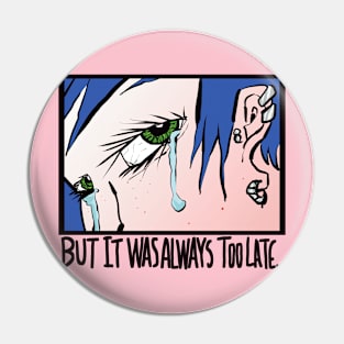 Blue Haired Girl Crying Pin