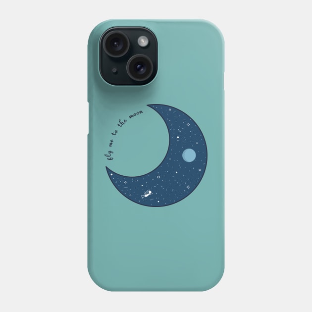 Fly Me To The Moon blue night design logo Phone Case by Al-loony