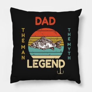 Dad The Man The Myth The Carp Fishing Legend Gift - Vintage Fisherman Dad Gift - Father's Day Carp Fishing Pillow