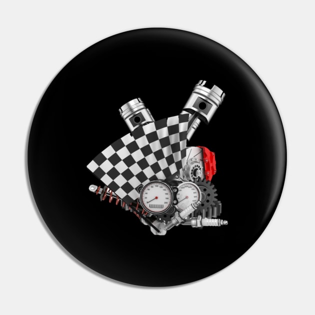 Engine Finish Line Pin by Motor World