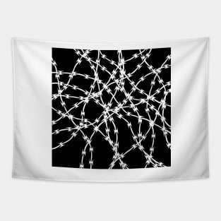 Trapped White on Black Tapestry