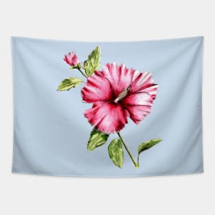 Hibiscus Flower Watercolor Painting Tapestry