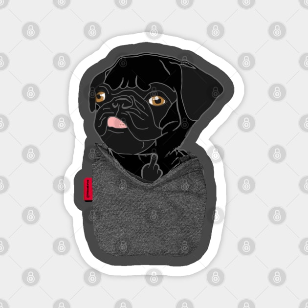 Black Pug FU Pocket Magnet by darklordpug