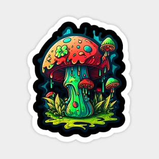 Psychedelic Dreams: Vibrant Mushroom Wonderland Magnet