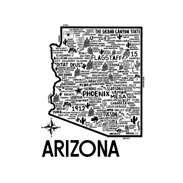 Arizona Map by fiberandgloss