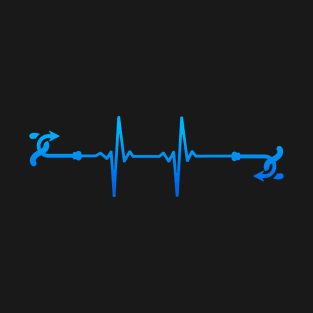 fishing hook heartbeat blue T-Shirt