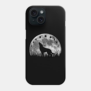 Wolf And Moon Phases On Moon Phone Case