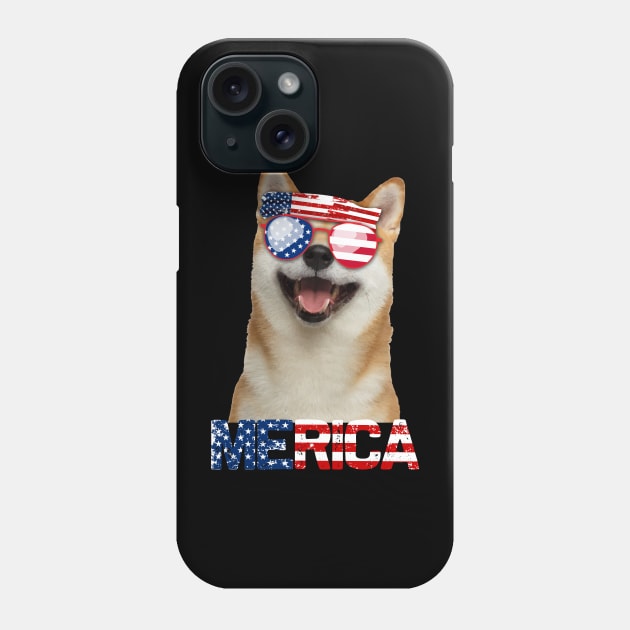 Merica Shiba Inu Dog American Flag 4Th Of July Phone Case by jrgenbode