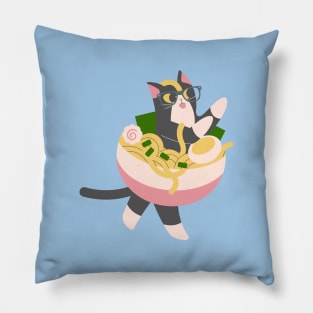 Silly Ramen Bowl Cat Pillow