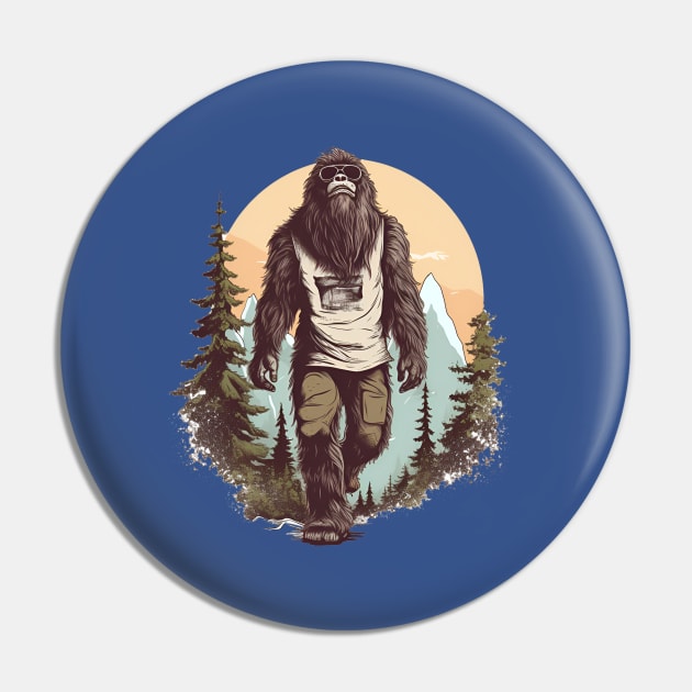 Dope Sasquatch in Nature Pin by Grassroots Green