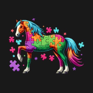 puzzle horse kids boys girls funny horse T-Shirt