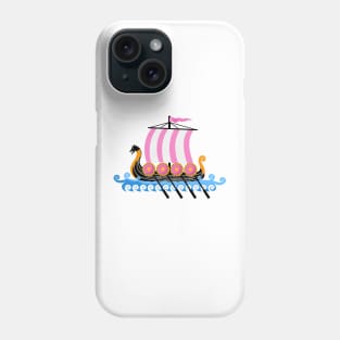 Pink and Black Cute Cartoon Viking Ship Phone Case