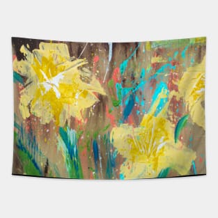 Sping Daffodil Yellow Floral Abstract Tapestry