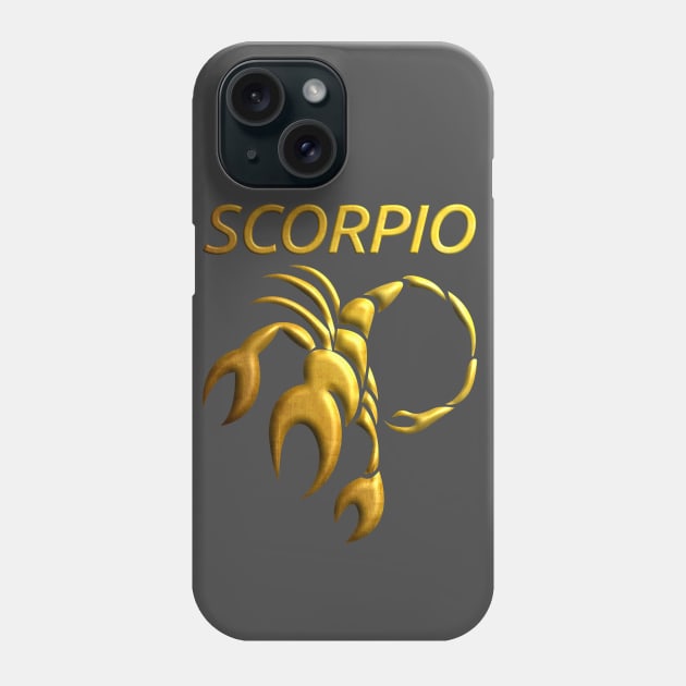 Golden Scorpio Zodiac Sign Relief Stamped In Gold Phone Case by peter2art