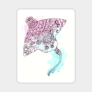 Mandala Stingray Watercolor Print Magnet