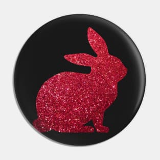 Red Faux Glitter Easter Bunny Pin