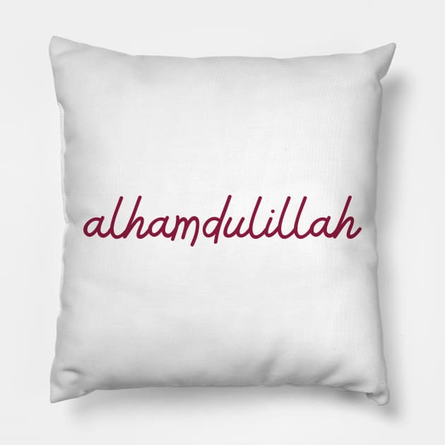 alhamdulillah - maroon red Pillow by habibitravels