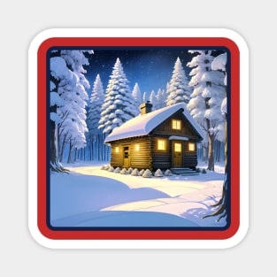 Cozy Cottage in Winter Magnet