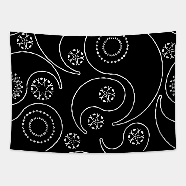 Paisley Principle 1 White on Black Tapestry by ArtticArlo