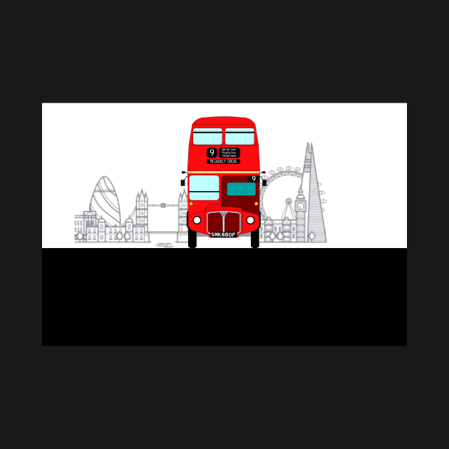 London Routemaster Red Bus with Big Ben, Tower Bridge, The Shard by ontherails