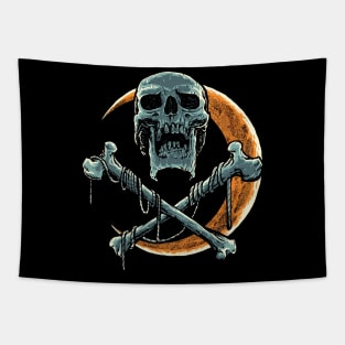 Skull and half moon Tapestry