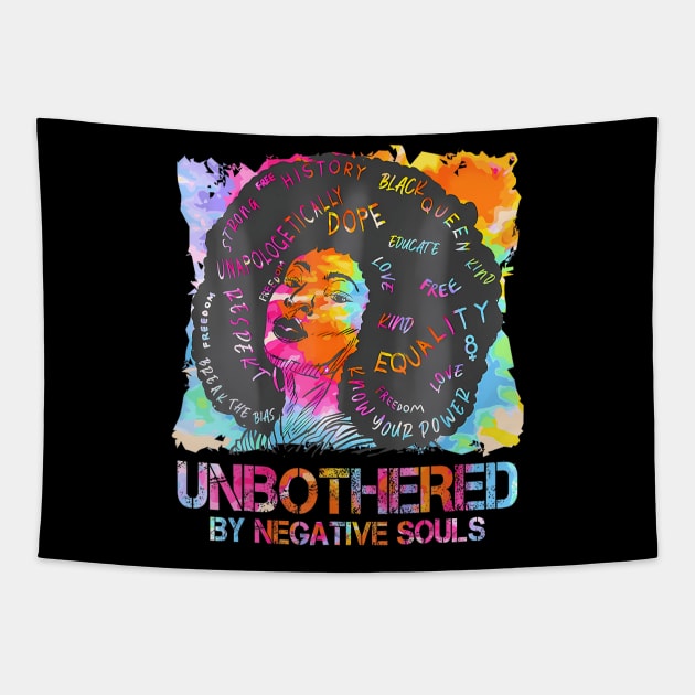 Break The Bias Black History Unbothered By Nagative Souls Tapestry by snownature