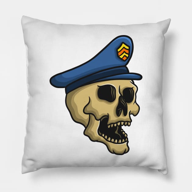 Police Skull Pro Pillow by Ockoaries