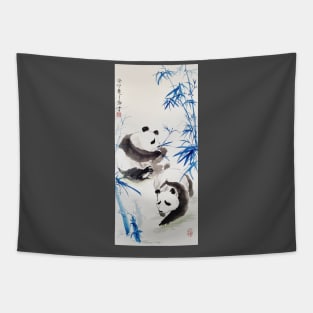 Blue Bamboo Panda Tapestry