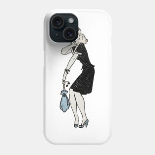 girl with blue bag astonished Phone Case